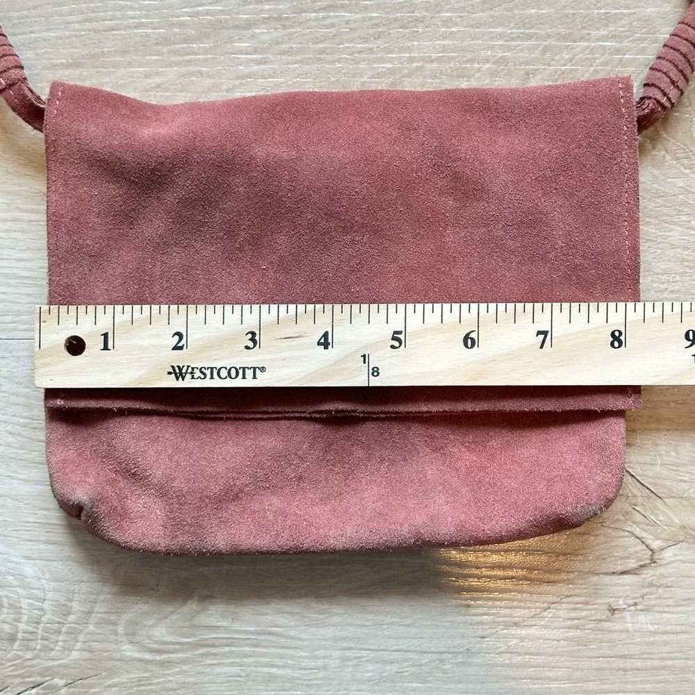 Urban Outfitters Suede Crossbody Bag Foldover Boho Y2K Dusty Rose Small Festival